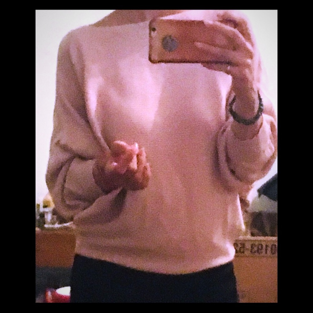 Light beige rib knit top